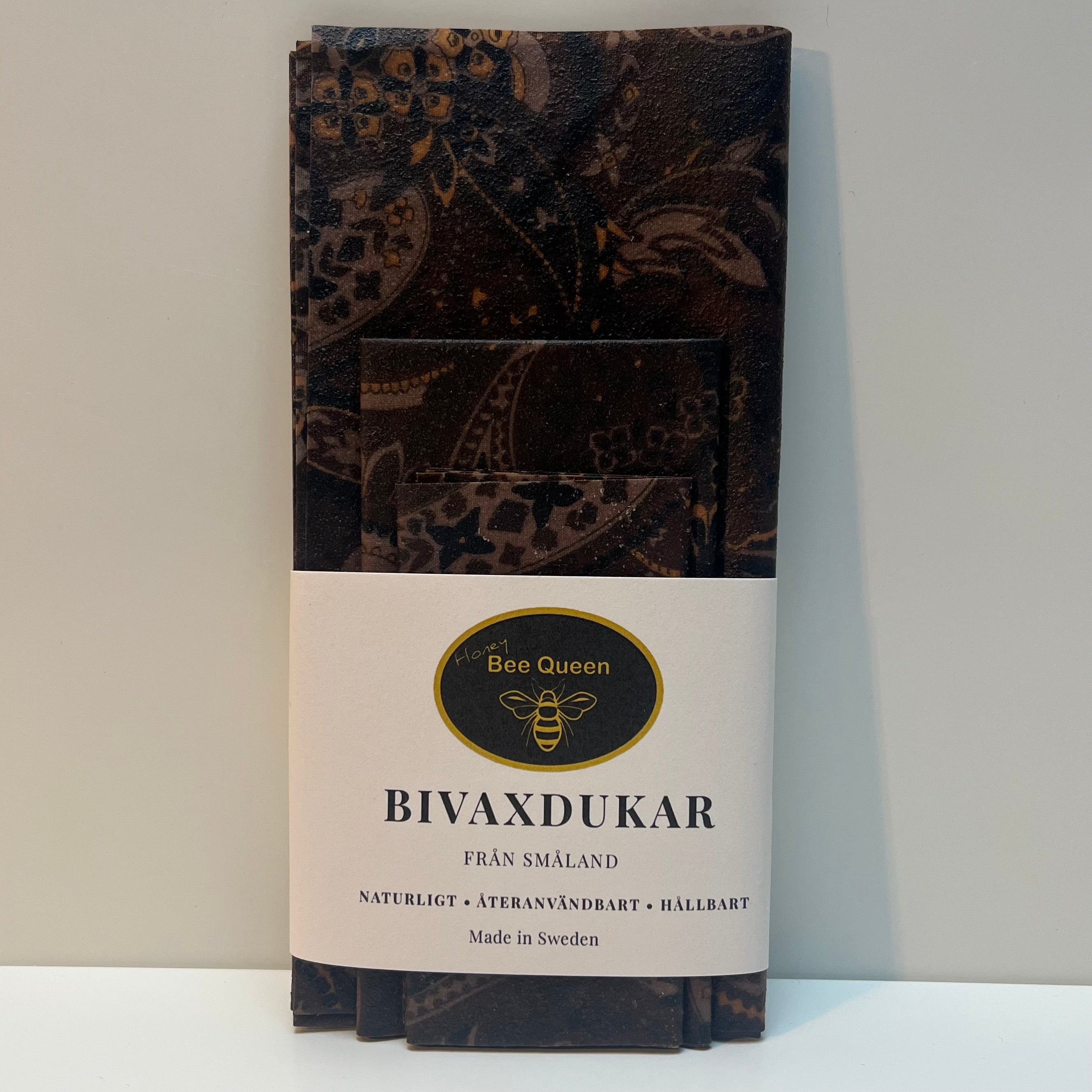 Beeswax Wraps 3-pack Paisley Pattern Brown – from our own apiary
