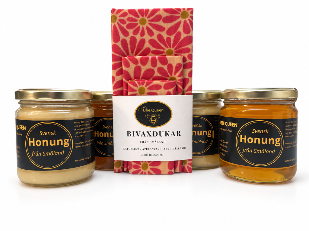 Honung & bivax – 4 burkar + 3-pack bivaxdukar