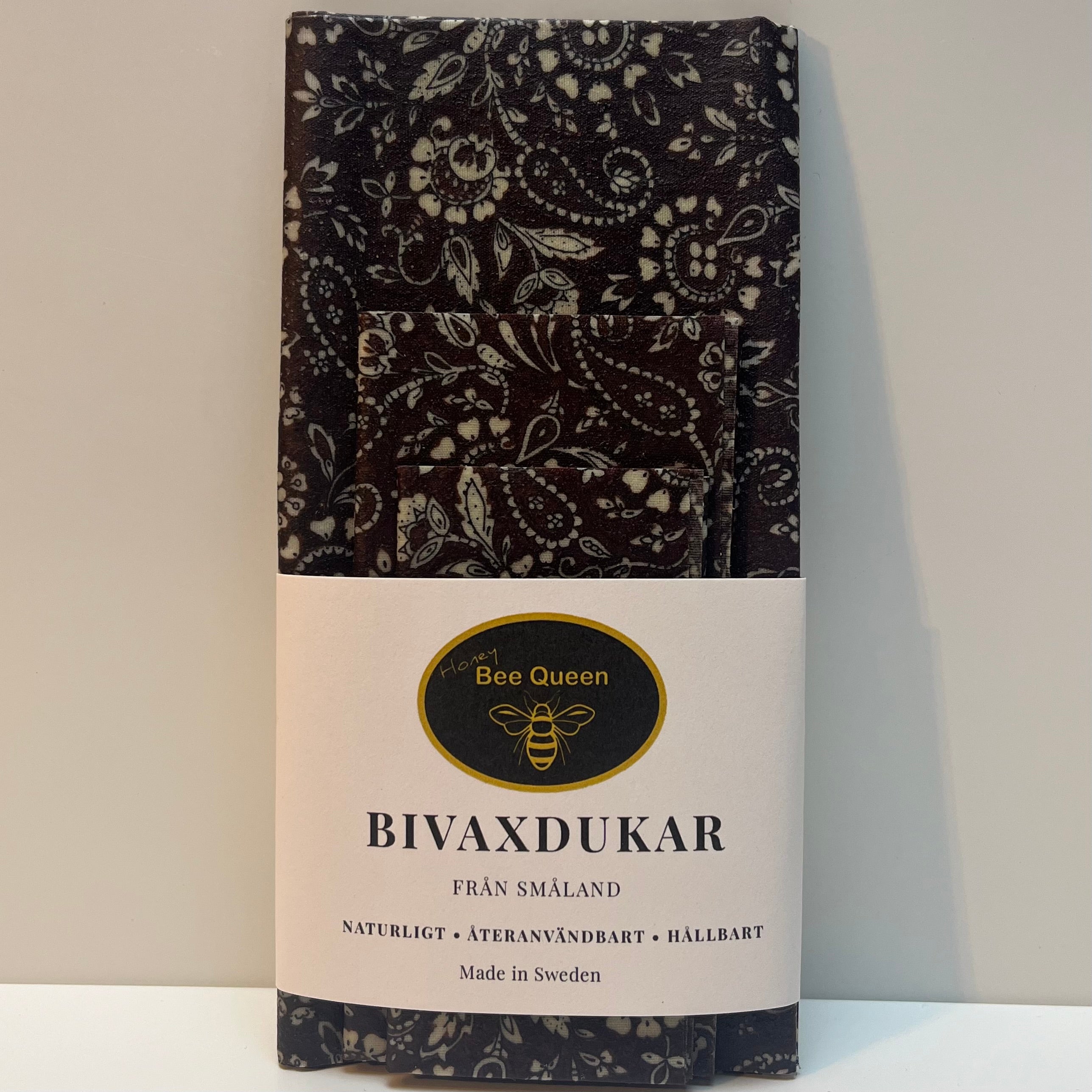 Beeswax Wraps 3-pack Small Pattern Dark – from our own apiary